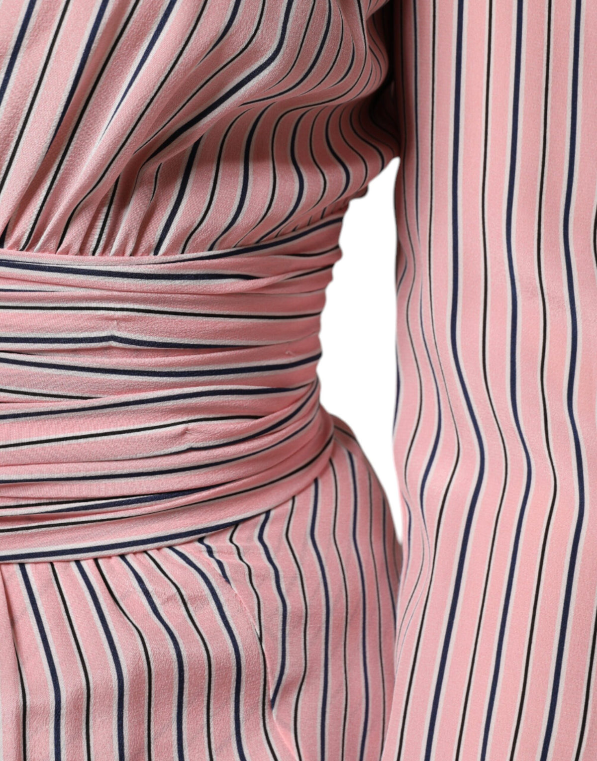 Indulge in the opulent allure of the Ermanno Scervino Pink Stripes Silk Midi Dress, a masterclass in luxurious silk craftsmanship, perfect for unforgettable soirées.