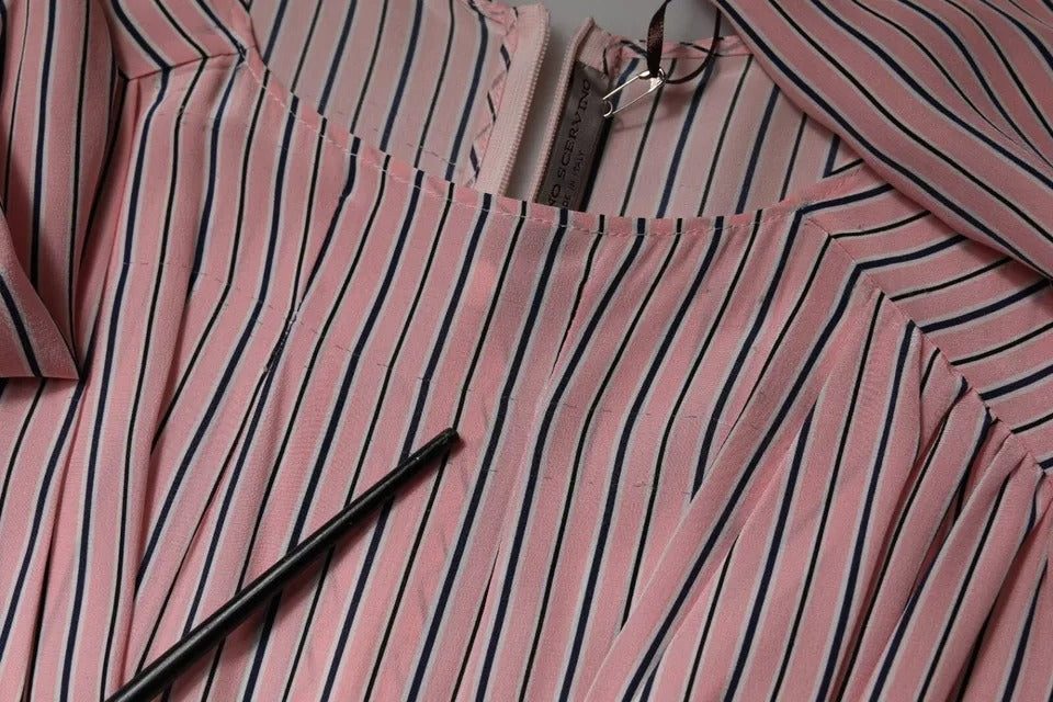 Indulge in the opulent allure of the Ermanno Scervino Pink Stripes Silk Long Sleeves Midi Dress, where exquisite silk craftsmanship meets timeless elegance for unforgettable moments.