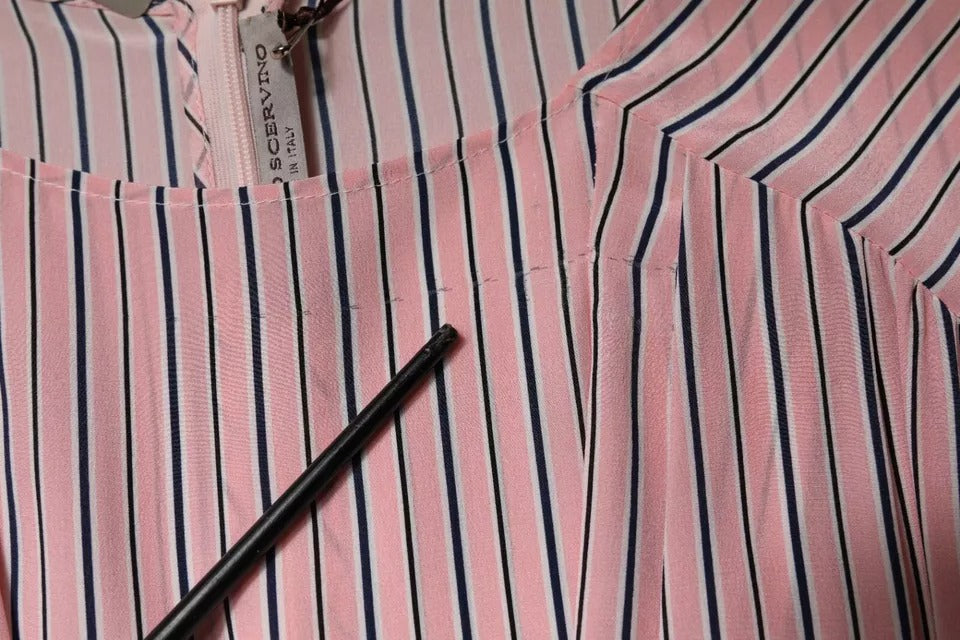 Indulge in the opulent allure of the Ermanno Scervino Pink Stripes Silk Long Sleeves Midi Dress, where exquisite silk craftsmanship meets timeless elegance for unforgettable moments.