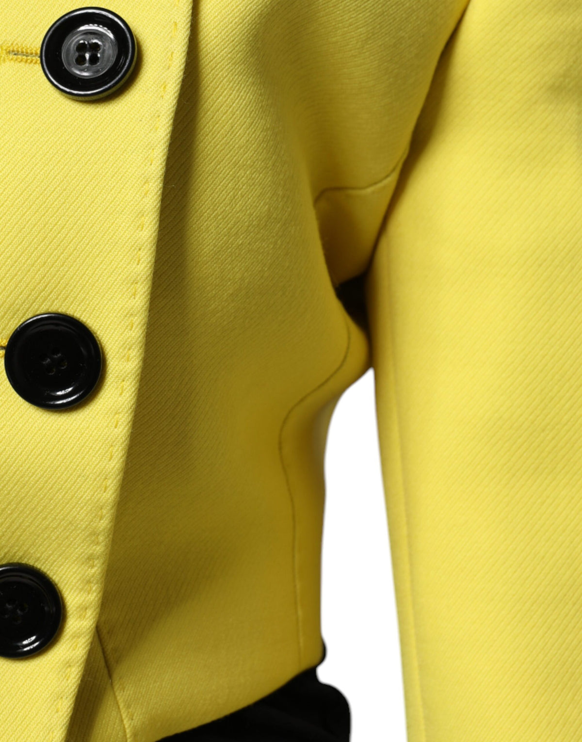 Indulge in the exquisite Dolce & Gabbana Lemon Yellow Wool Long Sleeves Cropped Coat Jacket, a luxurious statement piece that embodies Italian craftsmanship and timeless elegance.