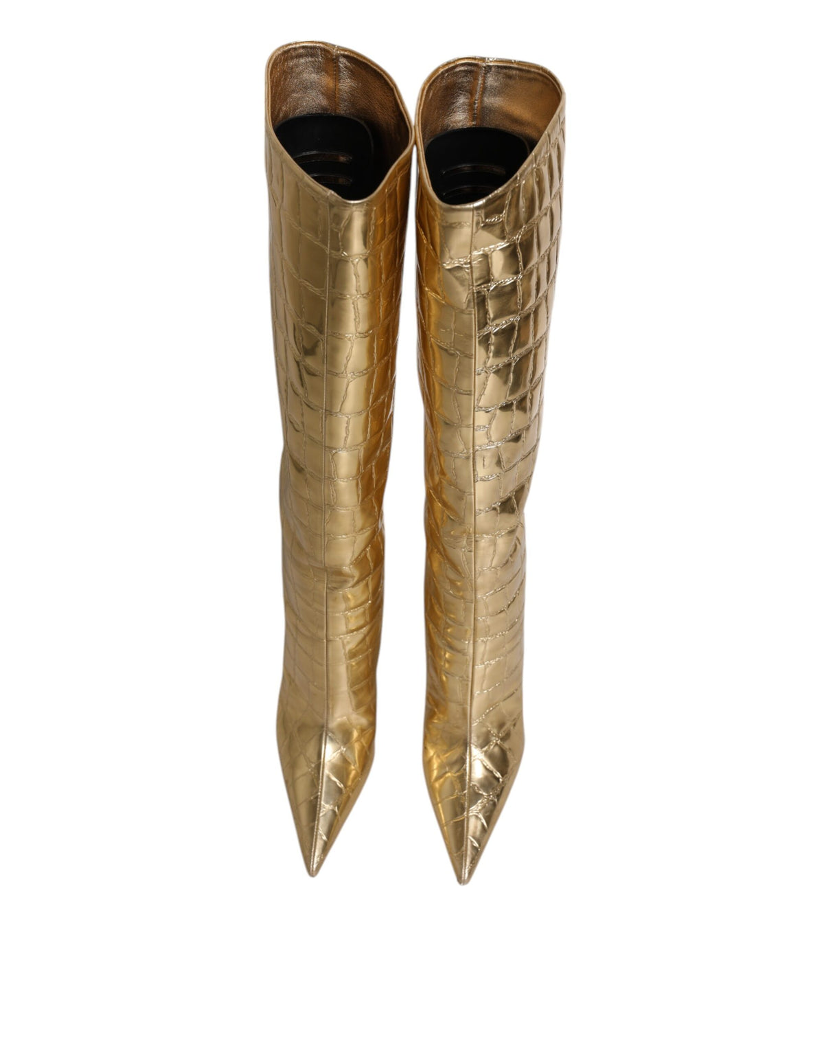Experience the exquisite allure of Dolce & Gabbana Gold Leather Stiletto Heels, where luxurious craftsmanship meets opulent design, perfect for the discerning connoisseur.
