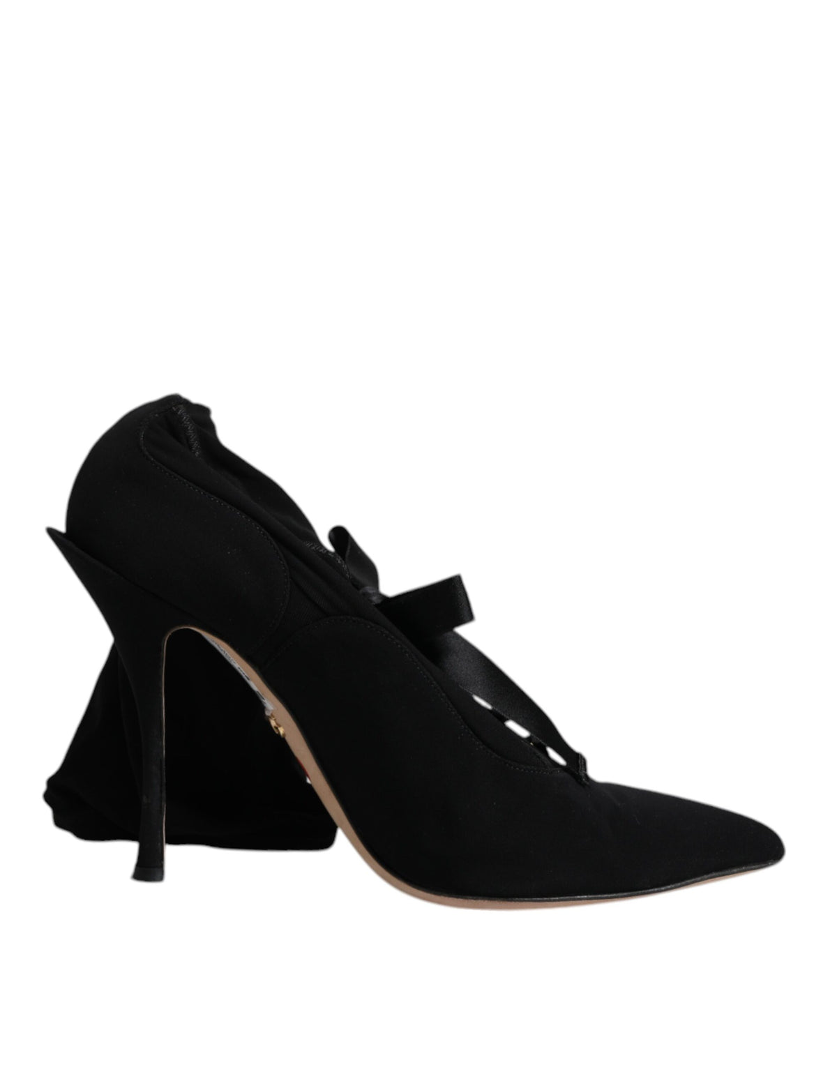 Indulge in the exquisite allure of Dolce & Gabbana's Black Stiletto Heels Mid Calf Boots, crafted from sumptuous lambskin leather for those who embody sophistication and elegance.