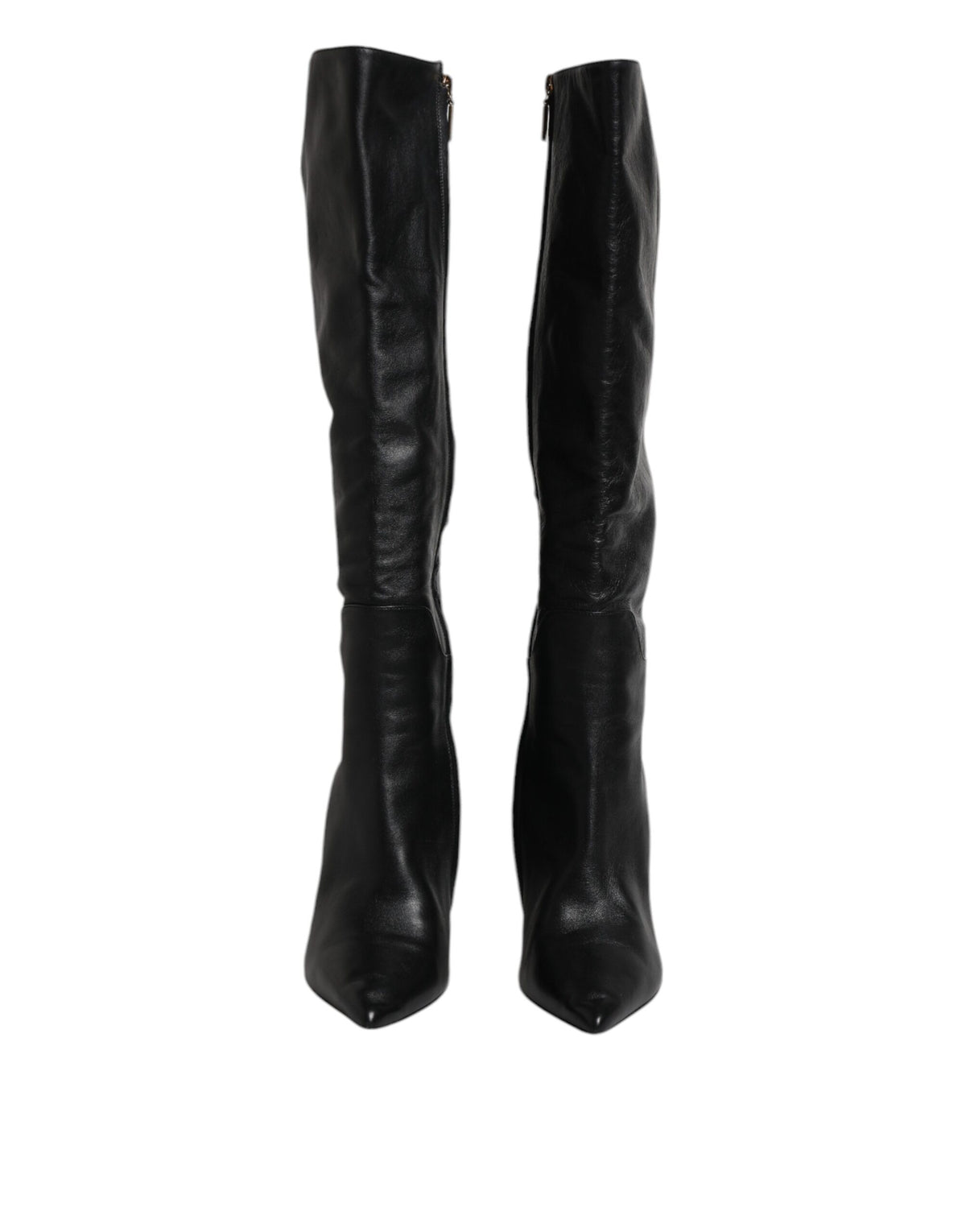 Indulge in the exquisite allure of Dolce & Gabbana's Black Leather Heels Knee High Boots, crafted in Italy for timeless elegance and unparalleled sophistication.