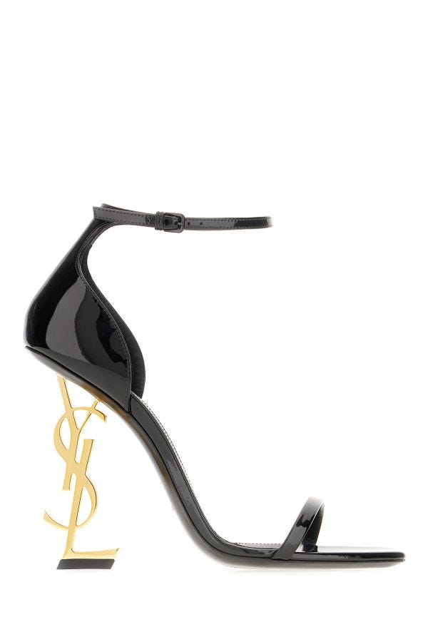 Saint Laurent Black Calf Leather Opyum Sandals - DEA STILOSA MILANO