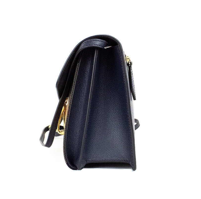 Burberry Macken Small Ink Blue House Check Derby Grain Leather Crossbody Bag - DEA STILOSA MILANO