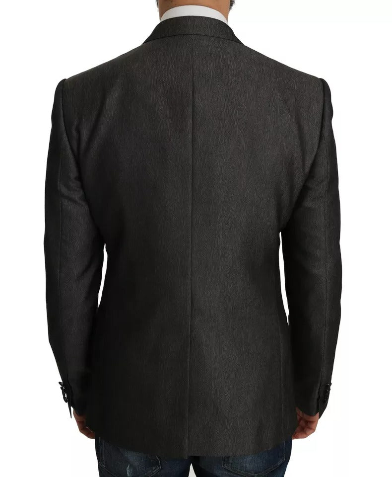 Elevate your wardrobe with the Dolce & Gabbana Gray MARTINI 2 Piece Vest Coat Blazer, a masterpiece of silk and wool that embodies timeless elegance and exquisite Italian craftsmanship.