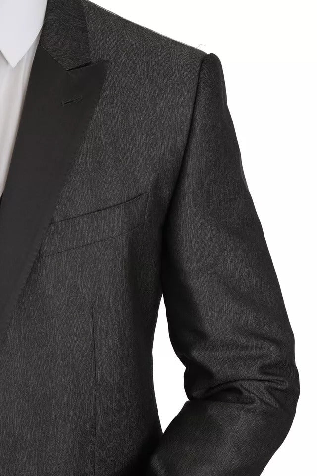 Elevate your wardrobe with the Dolce & Gabbana Gray MARTINI 2 Piece Vest Coat Blazer, a masterpiece of silk and wool, embodying timeless elegance and Italian craftsmanship.