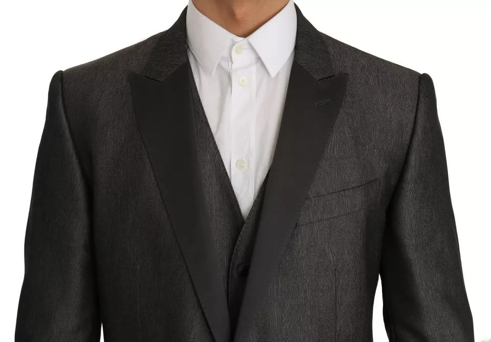 Indulge in the exquisite Dolce & Gabbana Gray MARTINI 2 Piece Vest Coat Blazer, a masterpiece of silk and wool, embodying timeless elegance and refined craftsmanship for the discerning individual.
