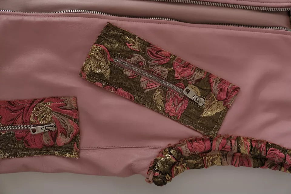 Experience the allure of the Dolce & Gabbana Pink Leather Sleeveless Vest Jacket, crafted from luxurious lamb leather, embodying timeless elegance and sophisticated style.