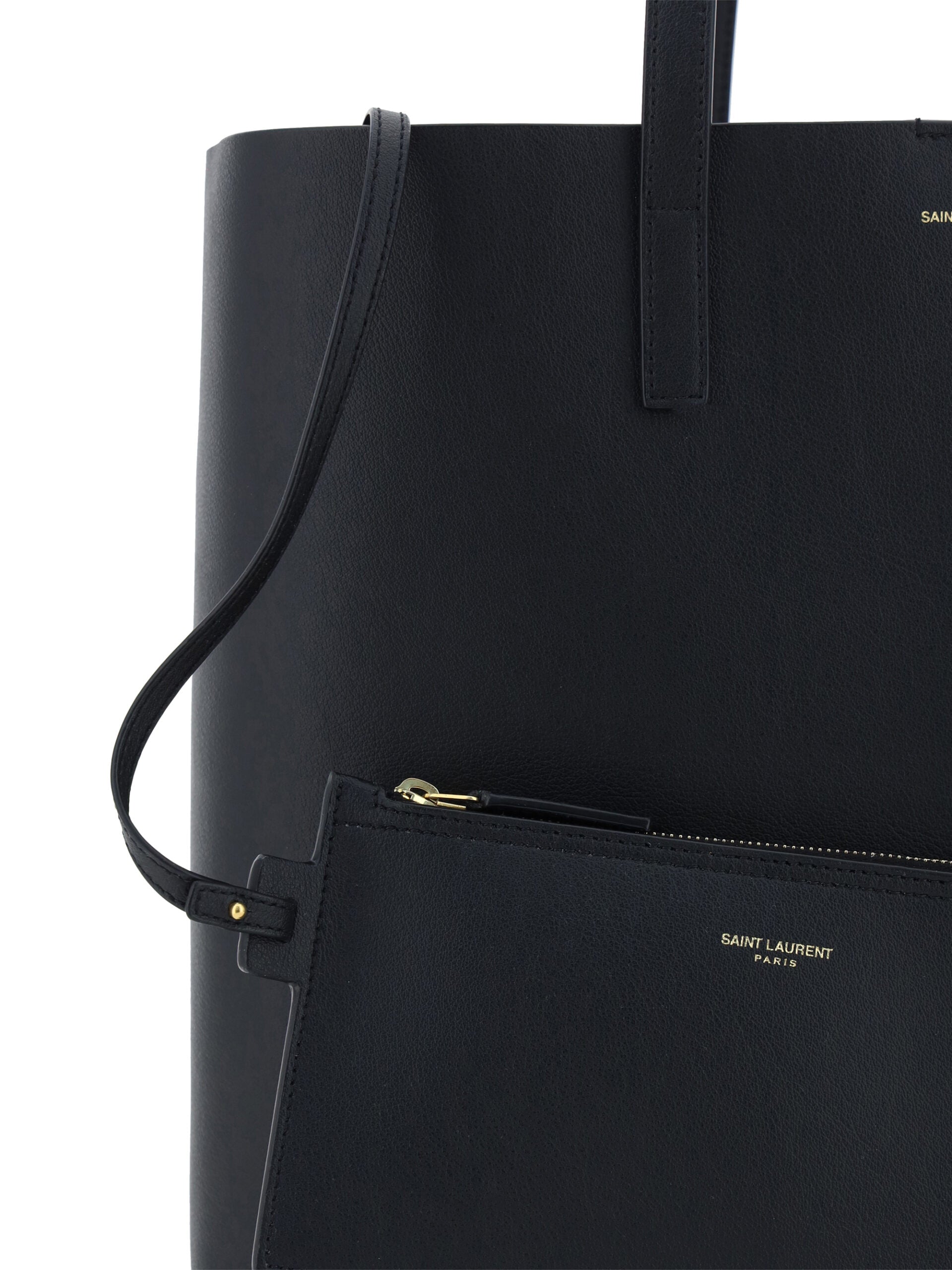 Saint Laurent Black Calf Leather Tote Shoulder Bag - DEA STILOSA MILANO