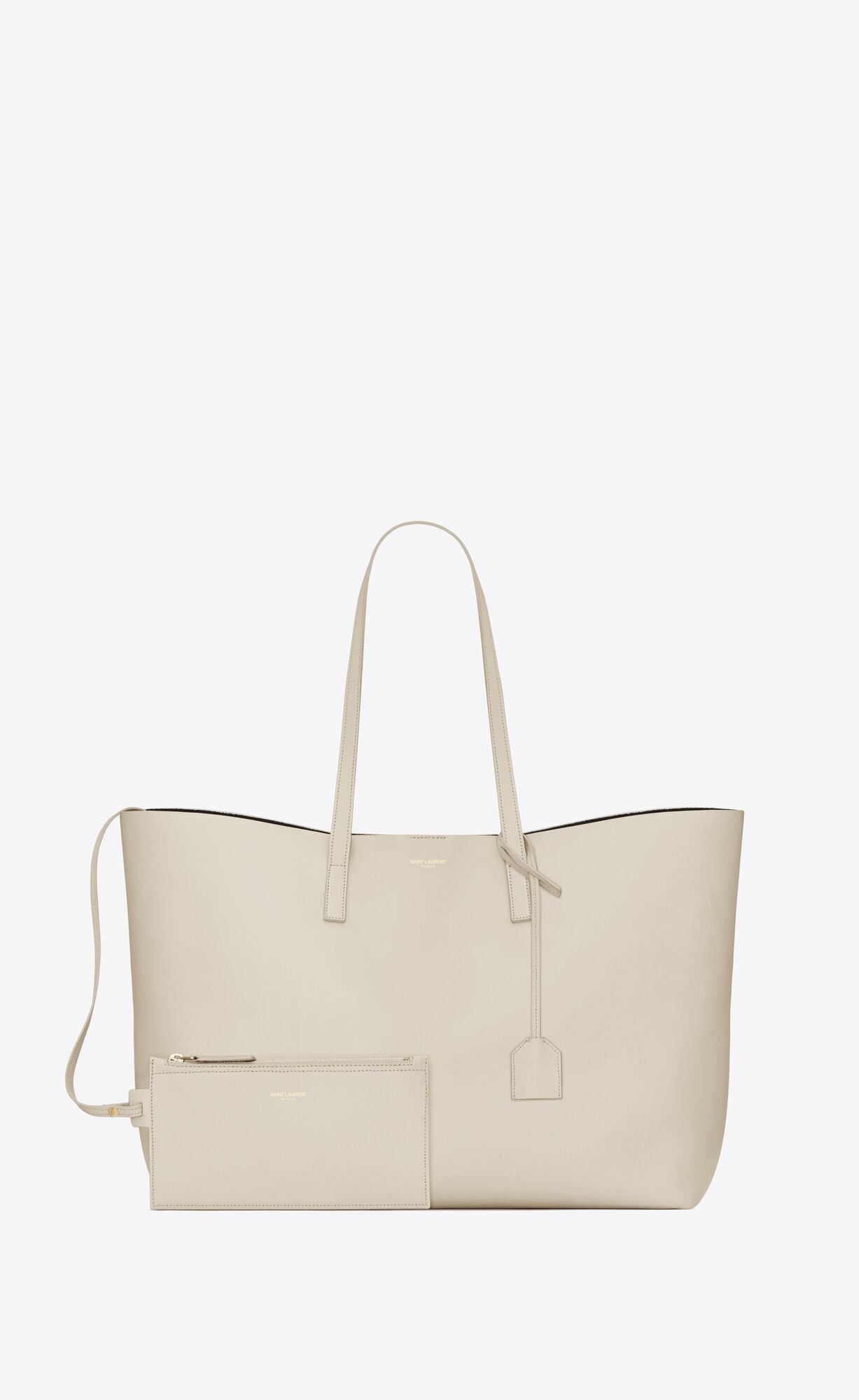 Saint Laurent White Calf Leather Tote Shoulder Bag - DEA STILOSA MILANO