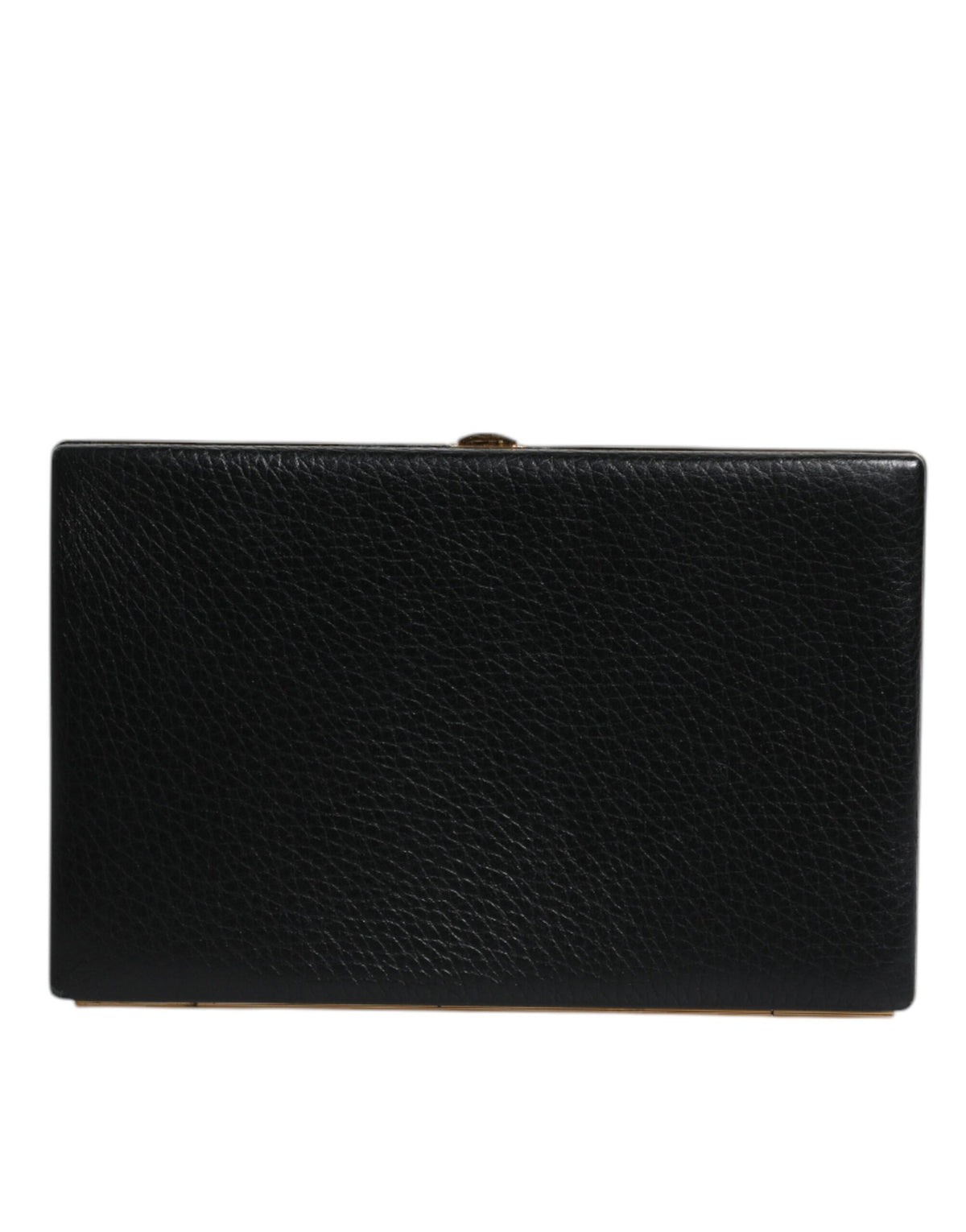 Indulge in the exquisite Dolce & Gabbana Black Leather Gold Frame Clutch, a masterpiece of Italian craftsmanship that embodies timeless elegance and sophistication for any soirée.