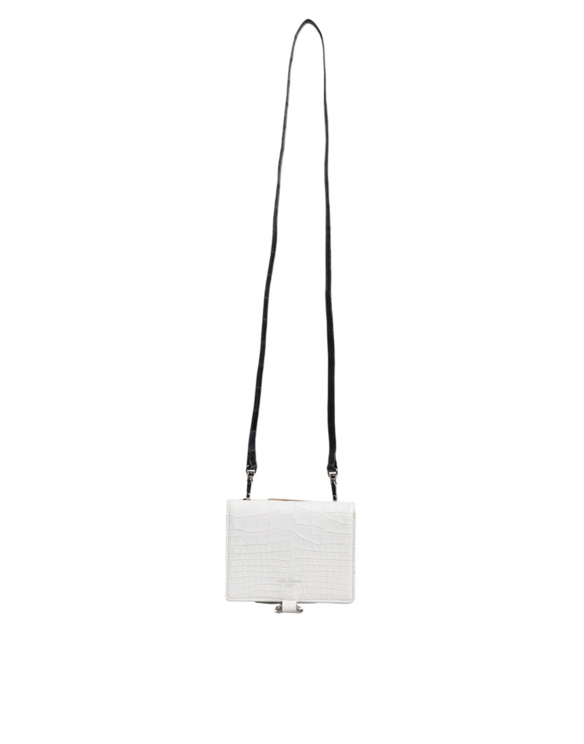 Discover the Dolce & Gabbana White Blue Leather Bifold Crossbody Sling Wallet, a masterpiece of Italian craftsmanship in luxurious calf leather, perfect for the discerning individual.