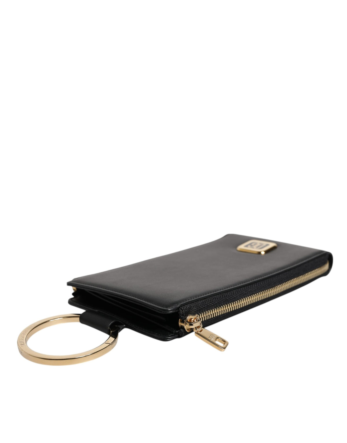 Indulge in the Dolce & Gabbana Black Leather Logo Plaque Neck Strap Card Coin Wallet, where Italian craftsmanship meets timeless elegance, elevating your style with luxurious sophistication.