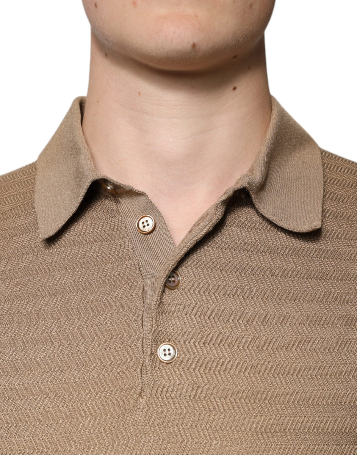 Indulge in the Dolce & Gabbana Brown Collared Silk Polo T-shirt, where exquisite silk meets timeless elegance, embodying sophistication for the discerning individual.