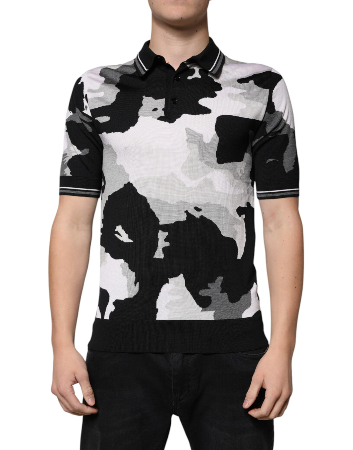Dolce & Gabbana Multicolor Camouflage Silk Polo T-shirt