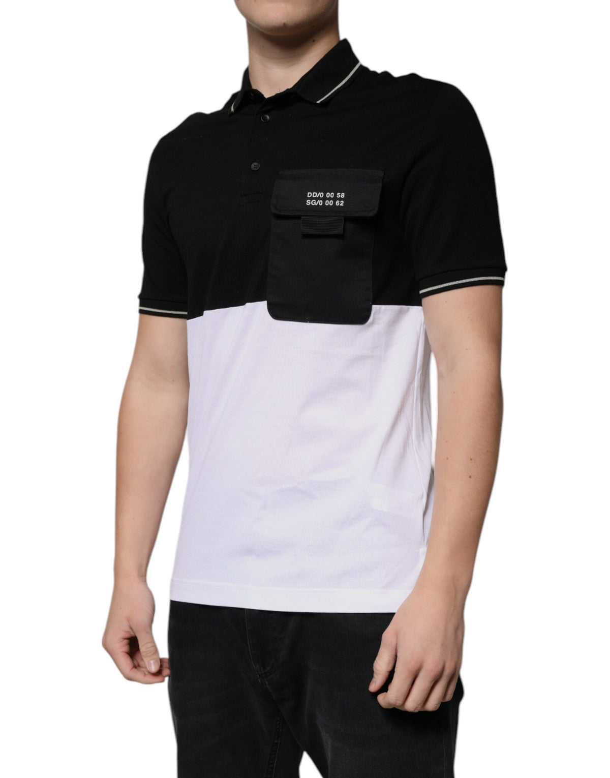 Indulge in the timeless elegance of the Dolce & Gabbana Black White Cotton Short Sleeves Polo T-shirt, crafted from premium cotton for a refined silhouette that embodies sophistication.