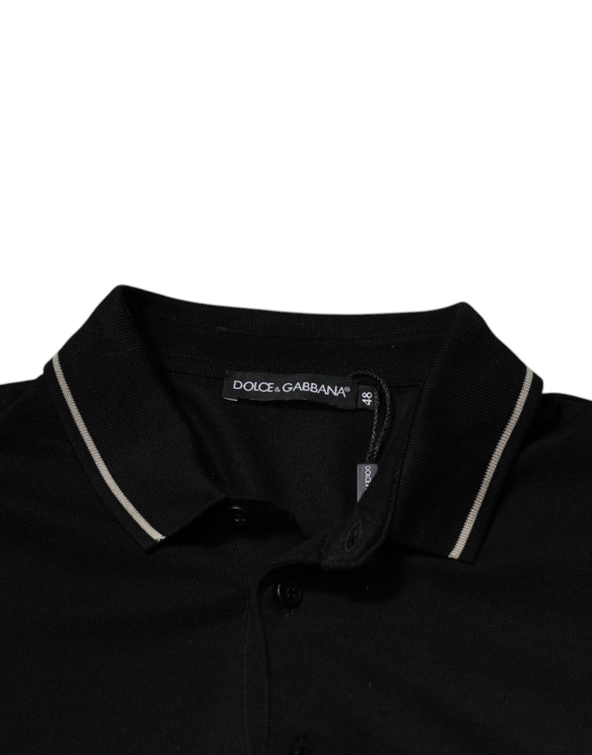 Indulge in the Dolce & Gabbana Black White Cotton Short Sleeves Polo T-shirt, where exquisite craftsmanship meets timeless elegance, perfect for the discerning individual.