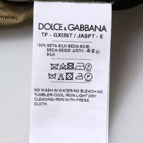 Indulge in the exquisite Dolce & Gabbana Multicolor Camouflage Polo T-shirt, crafted from luxurious silk, embodying timeless elegance and sophisticated allure for the discerning individual.