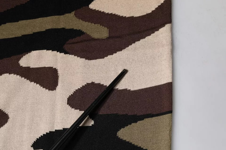 Indulge in the exquisite Dolce & Gabbana Multicolor Camouflage Collared Polo T-shirt, a silk masterpiece that embodies luxury and sophistication for the discerning individual.