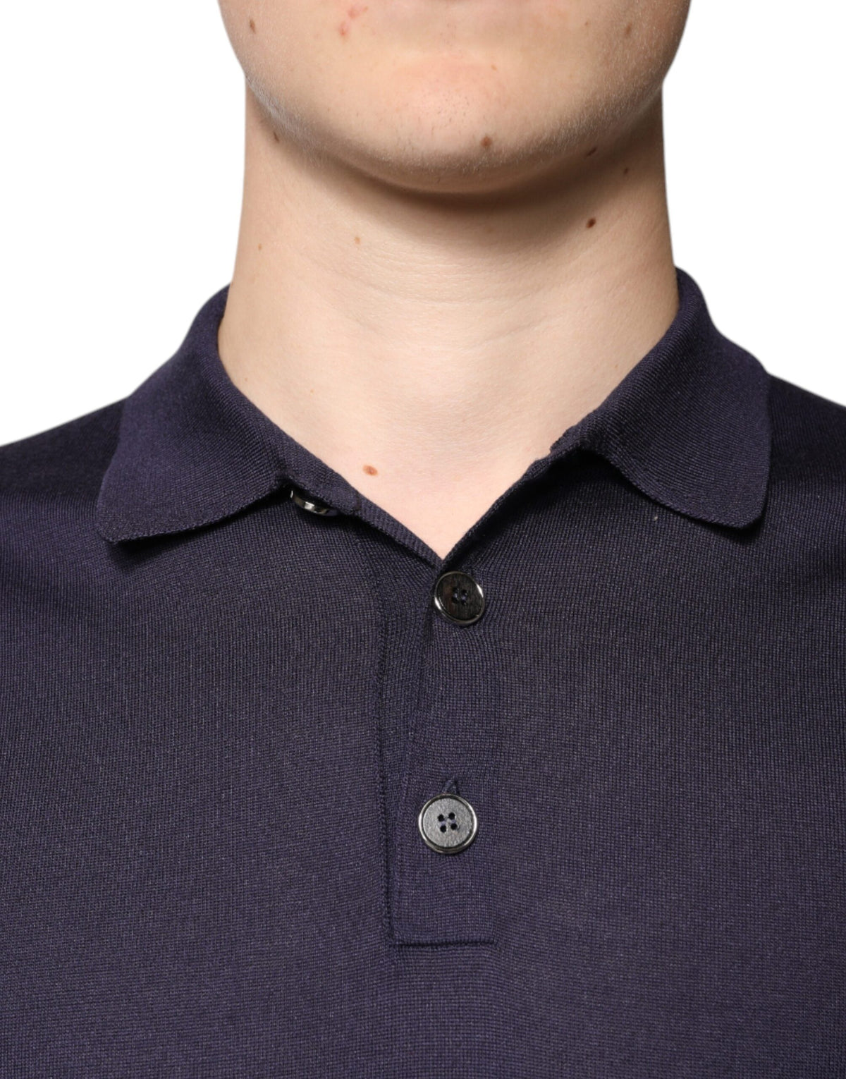 Experience the allure of Dolce & Gabbana's Blue Silk Collared Polo T-shirt, where exquisite craftsmanship meets timeless elegance, perfect for the discerning individual.