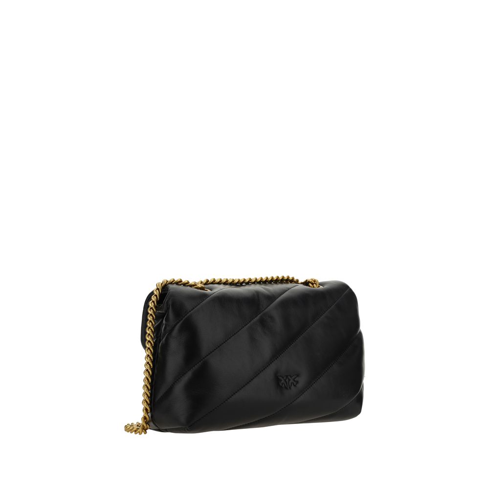 Discover the PINKO Black Calf Leather Bos Taurus Shoulder Bag, a masterpiece of exquisite craftsmanship and timeless elegance, perfect for the discerning individual.