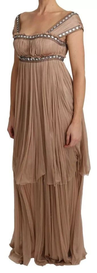 Indulge in the exquisite allure of the Dolce & Gabbana Brown Silk Sleeveless Shift Maxi Dress, a masterpiece of Italian craftsmanship that embodies timeless elegance and luxury.