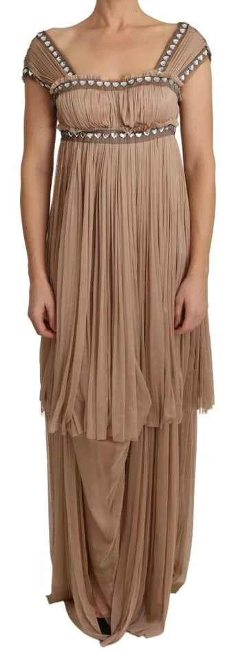 Indulge in the elegance of the Dolce & Gabbana Brown Silk Sleeveless Shift Maxi Dress, a masterpiece of Italian craftsmanship that embodies luxury and sophistication for any occasion.