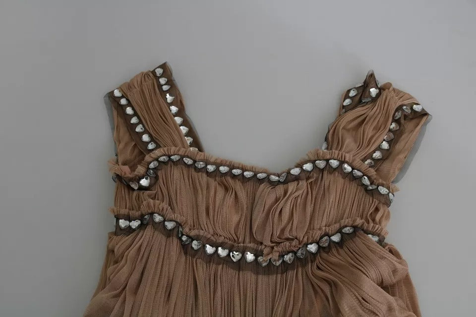 Experience the allure of the Dolce & Gabbana Brown Silk Sleeveless Shift Maxi Dress, a masterpiece of Italian craftsmanship that embodies timeless elegance and sophisticated luxury.
