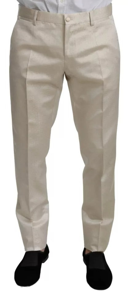 Experience the allure of the Dolce & Gabbana Beige Wool Crème 3 Piece SICILIA Shawl Suit, where luxurious craftsmanship meets timeless elegance for the discerning individual.
