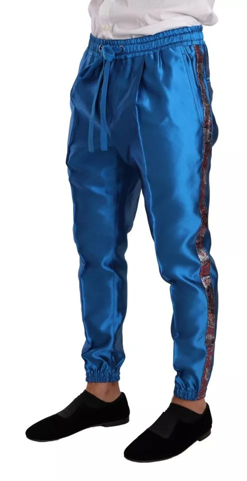 Dolce & Gabbana Blue Jacquard Silk Suit - Exquisite Luxury