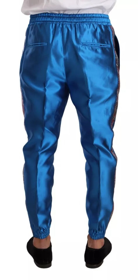 Dolce & Gabbana Blue Jacquard Silk Suit - Exquisite Elegance