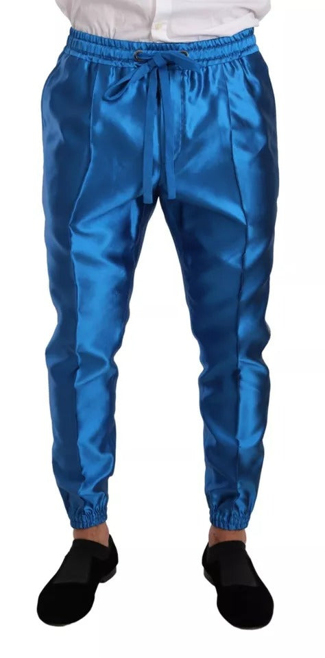 Dolce & Gabbana Blue Jacquard Silk Suit - Exquisite Luxury