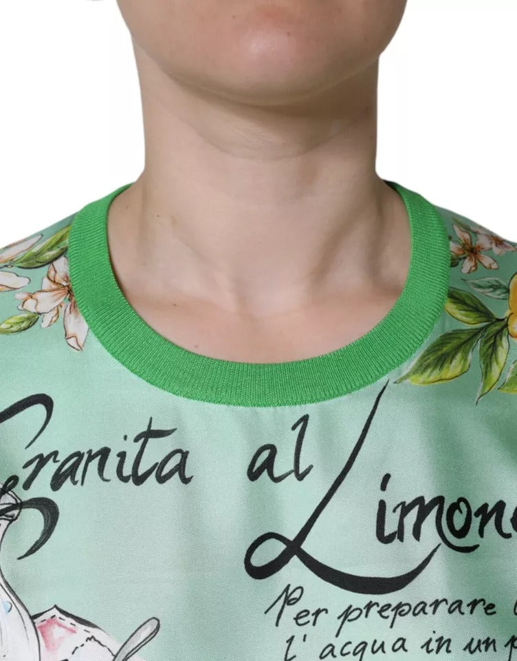 Indulge in the exquisite Dolce & Gabbana Green Silk Granita Al Limone Long Sleeves Sweater, a timeless masterpiece of Italian craftsmanship that elevates any wardrobe with luxurious elegance.