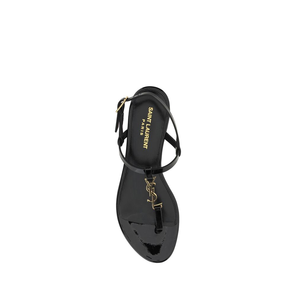 Saint Laurent Black Calf Leather Bos Taurus Sandals