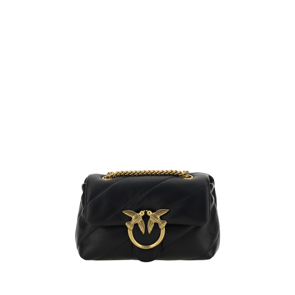 Elevate your style with the PINKO Black Calf Leather Bos Taurus Shoulder Bag, a luxurious blend of exquisite craftsmanship and timeless elegance for the discerning individual.