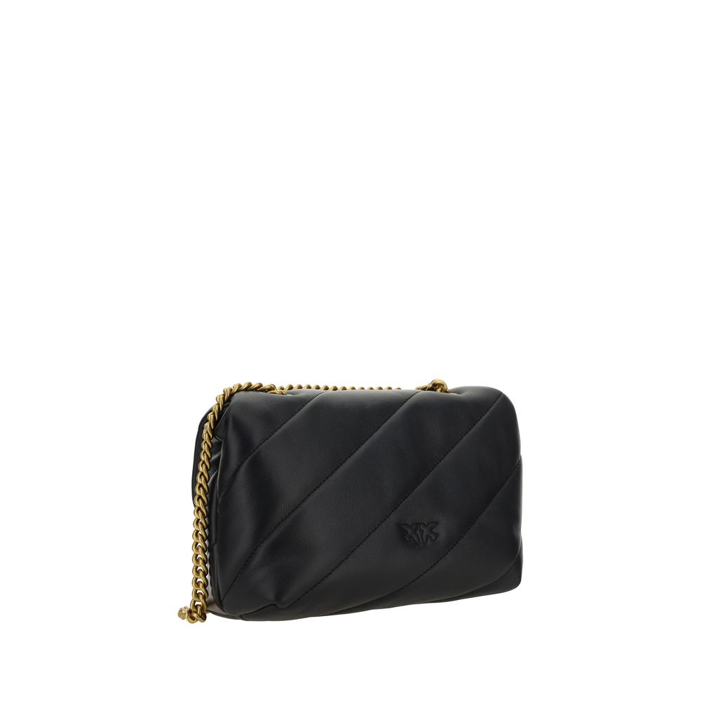 Indulge in the exquisite PINKO Black Calf Leather Bos Taurus Shoulder Bag, a symbol of luxury and sophistication, crafted for those who embody elegance and confidence.