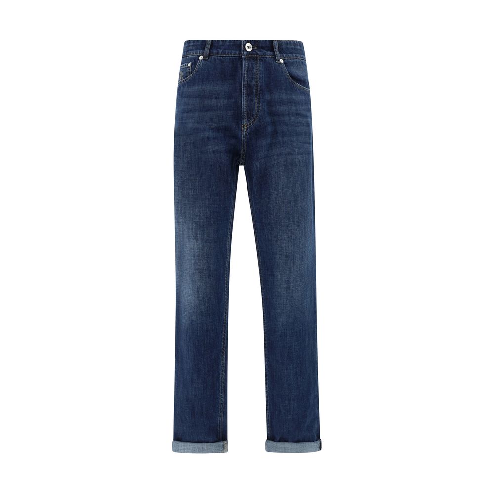 Experience the exquisite allure of Brunello Cucinelli Blue Cotton Straight-Leg Jeans, a luxurious blend of craftsmanship and elegance for the discerning individual.