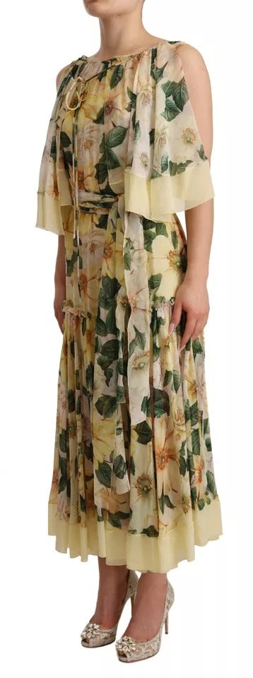 Indulge in the exquisite allure of the Dolce & Gabbana Multicolor Silk Floral Print Long Maxi Dress, a masterpiece of Italian craftsmanship that embodies luxury and elegance.