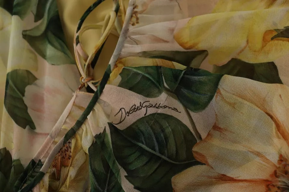Indulge in the exquisite Dolce & Gabbana Multicolor Silk Floral Print Long Maxi Dress, a luxurious masterpiece crafted in Italy, perfect for elevating any elegant occasion.
