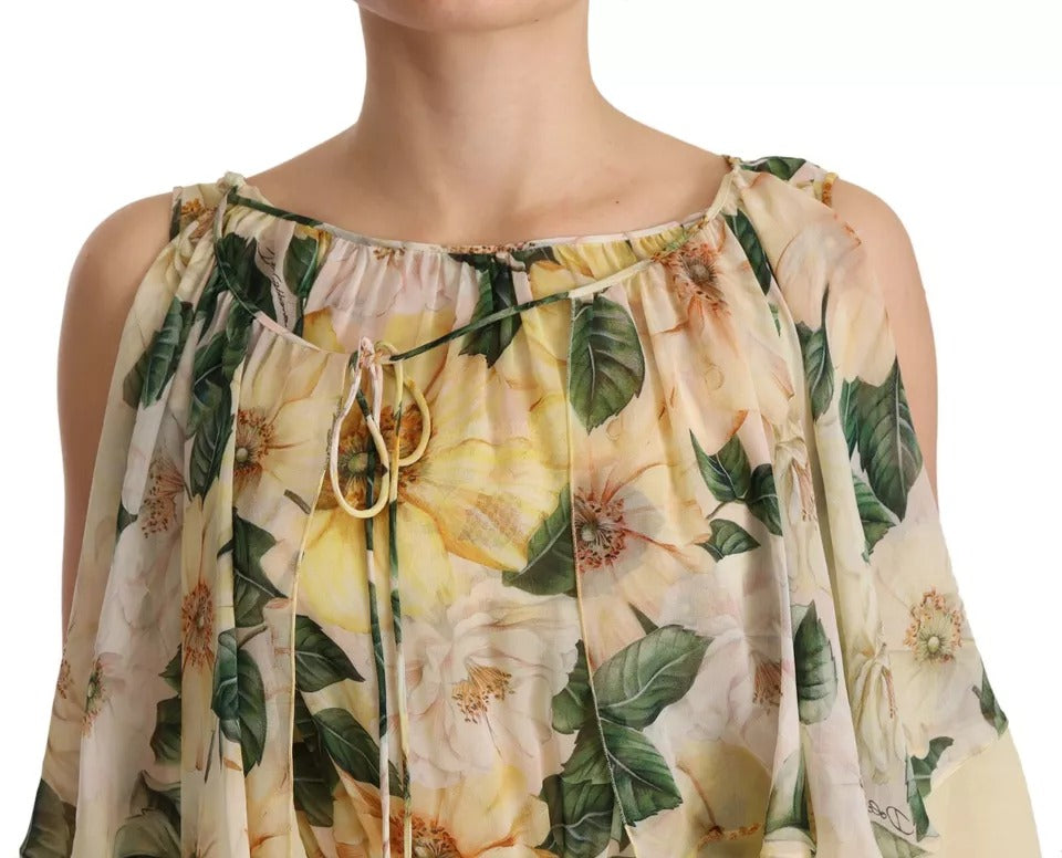 Indulge in the exquisite allure of the Dolce & Gabbana Multicolor Silk Floral Print Long Maxi Dress, a masterpiece of Italian craftsmanship that elevates your elegance for any occasion.