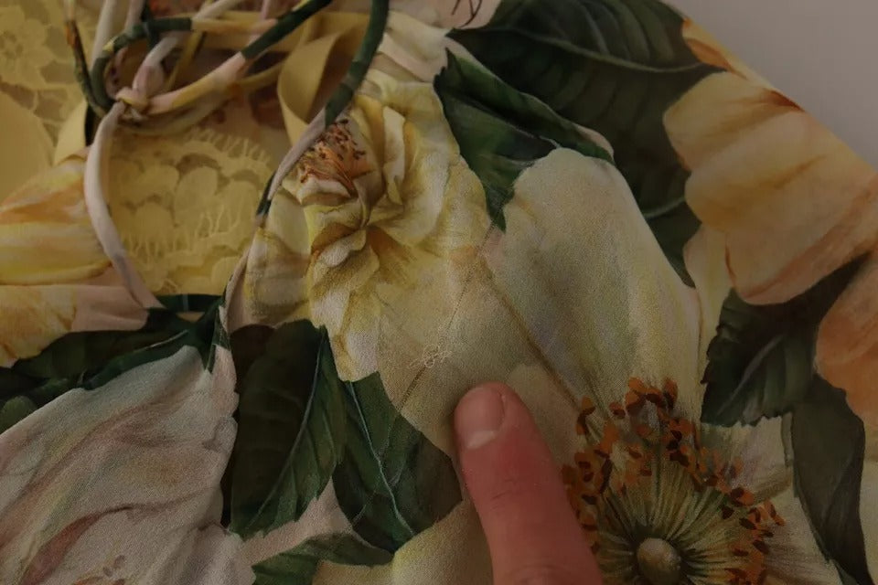 Indulge in the exquisite Dolce & Gabbana Multicolor Silk Floral Print Long Maxi Dress, a masterpiece of Italian craftsmanship that embodies luxury and timeless elegance.