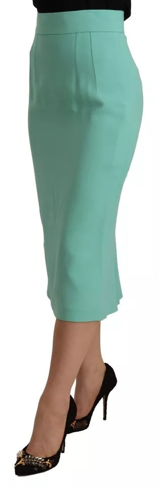 Dolce & Gabbana Mint Green Pencil Cut Midi Skirt - Luxe Elegance