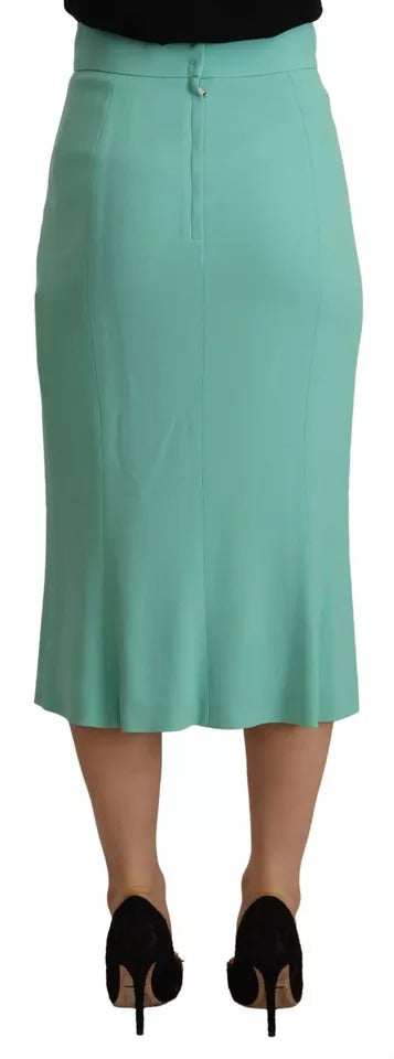 Dolce & Gabbana Mint Green Pencil Cut Midi Skirt - Luxe Elegance
