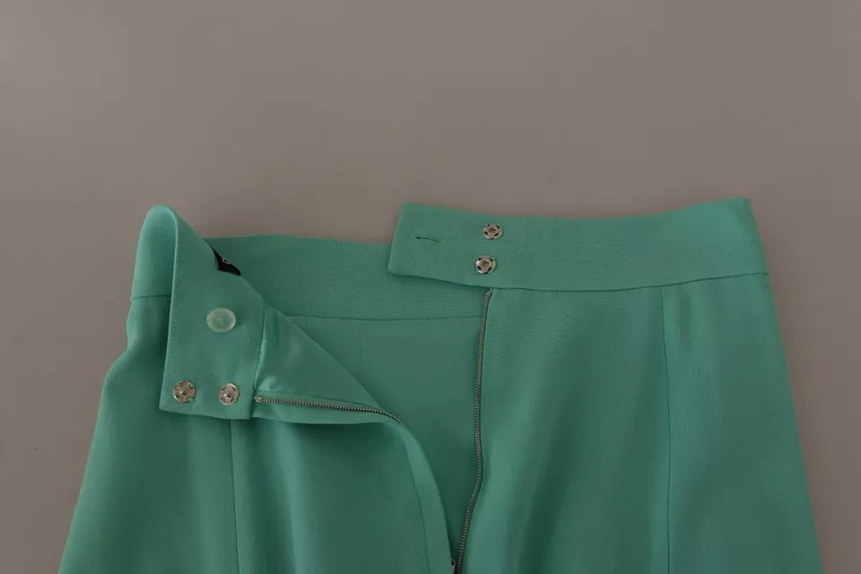 Dolce & Gabbana Mint Green Viscose Midi Skirt - Timeless Elegance
