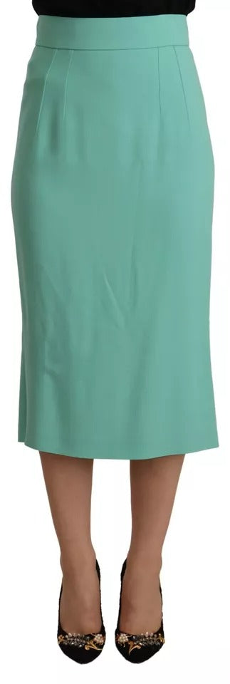 Dolce & Gabbana Mint Green Pencil Cut Midi Skirt - Luxe Elegance