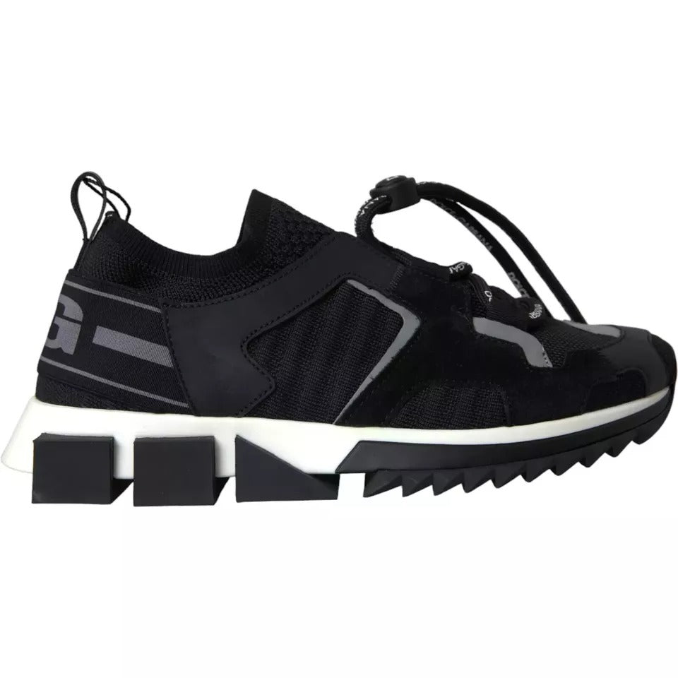 Experience the exquisite craftsmanship of Dolce & Gabbana's Black White Logo Sorrento Sneakers, where luxurious materials meet modern elegance for the discerning individual.
