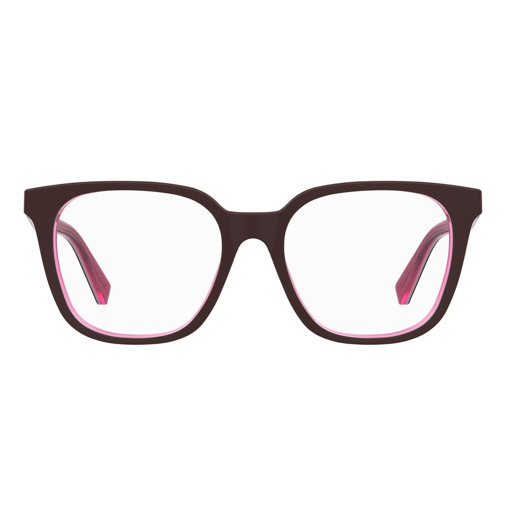 Indulge in the Love Moschino Burgundy Acetate Glasses, where exquisite craftsmanship meets timeless elegance, perfect for confident self-expression and sophisticated allure.