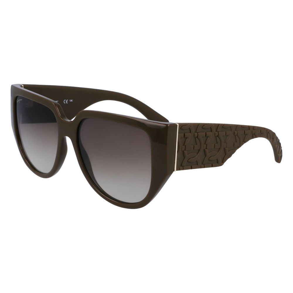 Elevate your style with Ferragamo Green Bio Injected Sunglasses, a luxurious blend of sustainability and elegance, designed for the discerning individual.