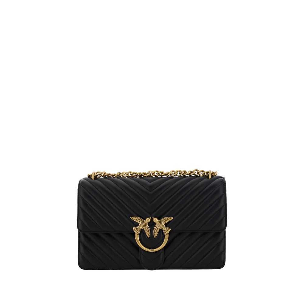 PINKO Black Calf Leather Bos Taurus Shoulder Bag - Luxurious Elegance